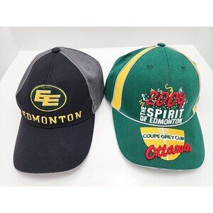 Two Edmonton Elks Eskimo’s Caps Hats CFL Football Men’s Grey Cup Adjustable